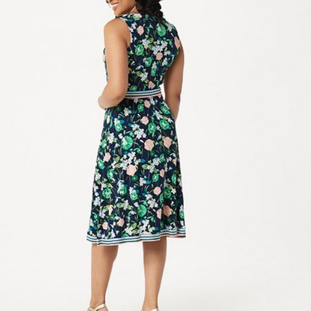 Isaac Mizrahi Petite Color-Block Faux Wrap Dress - Picture 2 of 2